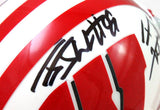 Derek/ TJ/ JJ Watt Signed Wisconsin Badgers White Schutt Mini Helmet- JSA W *Blk