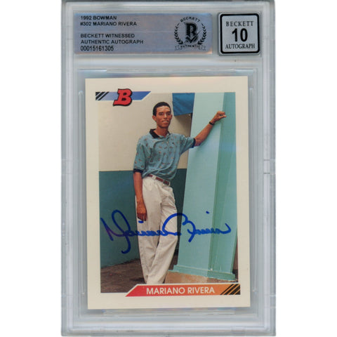 Mariano Rivera Autographed 1982 Bowman #302 10 Auto Slabbed Card Beckett 49338