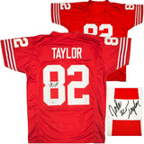 SAN FRANCISCO 49ERS JOHN TAYLOR AUTOGRAPHED RED JERSEY BECKETT WITNESS 232607