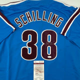 Autographed/Signed Curt Schilling Philadelphia Retro Blue Jersey JSA COA Auto