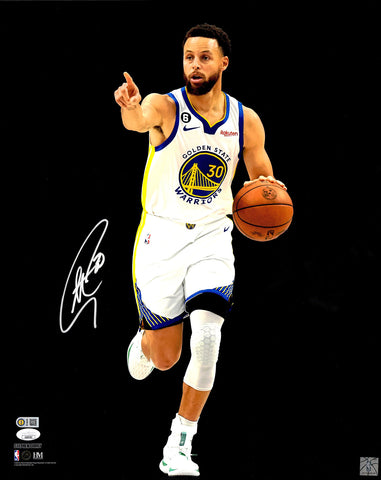 STEPHEN CURRY AUTOGRAPHED 16X20 PHOTO GOLDEN STATE WARRIORS SPOTLIGHT JSA 235483