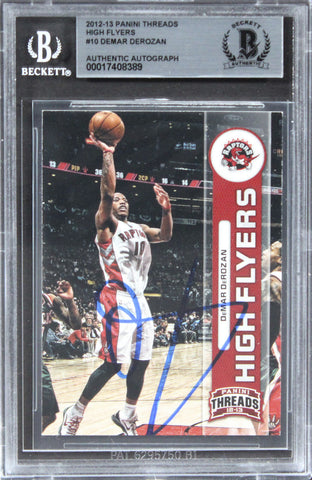 Raptors Demar Derozan Signed 2012 Panini Threads High Flyers #10 Card BAS Slab