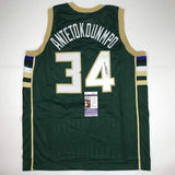 Autographed/Signed Giannis Antetokounmpo Milwaukee Green Custom Jersey JSA COA