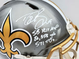 DREW BREES AUTOGRAPHED SAINTS FLASH FULL SIZE AUTH HELMET STATS BECKETT 197102