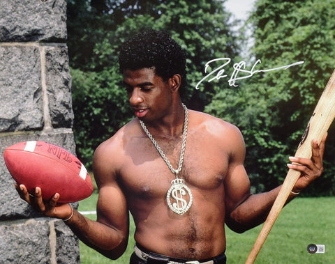 Deion Sanders Autographed 16x20 Posing Shirtless Photo - Beckett W Hologram