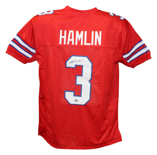 Damar Hamlin Autographed/Signed Pro Style Red XL Jersey Beckett