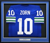 SEATTLE SEAHAWKS JIM ZORN AUTOGRAPHED FRAMED BLUE JERSEY MCS HOLO STOCK #214097