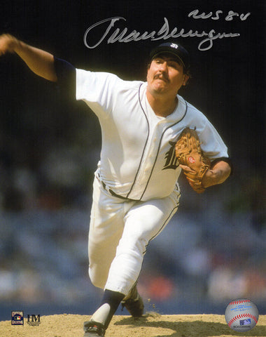 Juan Berenguer Signed Tigers Pitching White Jersey Action 8x10 Photo - (SS COA)