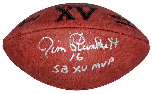 JIM PLUNKETT SIGNED OAKLAND RAIDERS SUPER BOWL 15 WILSON FOOTBALL W/ SB XV MVP