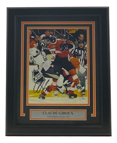 Claude Giroux Signed Framed 8x10 Philadelphia Flyers Crosby Hit Photo PSA ITP