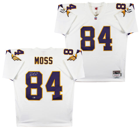 Vikings Randy Moss Authentic Signed White 1998 M&N Throwback Jersey BAS Witness