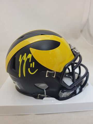 JJ MCCARTHY SIGNED MICHIGAN WOLVERINES SPEED MINI HELMET with SMILEY BECKETT QR