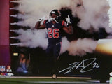 Lamar Miller Autographed Houston Texans 16x20 PF Smoke & Fire -JSA W Auth *White