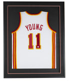 Trae Young Atlanta Signed Framed Custom White Basketball Jersey JSA