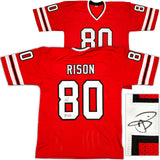 ATLANTA FALCONS ANDRE RISON AUTOGRAPHED RED JERSEY "84 TD" JSA STOCK #233379