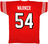 SAN FRANCISCO 49ERS FRED WARNER AUTOGRAPHED RED JERSEY BECKETT WITNESS 231913