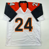 Autographed/Signed Adam Pacman Jones Cincinnati White Football Jersey JSA COA