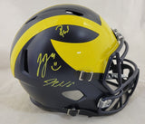 JJ MCCARTHY, BLAKE CORUM & ROMAN WILSON SIGNED MICHIGAN F/S SPEED REP HELMET BAS