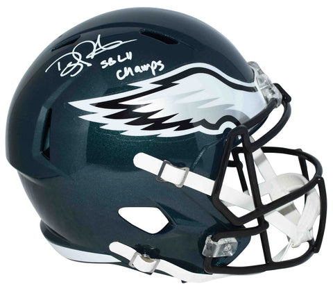 DOUG PEDERSON SIGNED PHILADELPHIA EAGLES FULL SIZE SPEED HELMET W/ SB LII CHAMPS