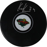 Kaapo Kahkonen Autographed/Signed Minnesota Wild Hockey Puck FAN 46834