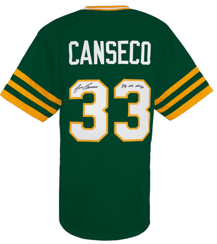 Jose Canseco Signed Green T/B Custom Baseball Jersey w/88 AL MVP -(SCHWARTZ COA)