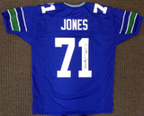 SEATTLE SEAHAWKS WALTER JONES AUTOGRAPHED BLUE JERSEY "HOF '14" MCS HOLO 165118