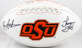 Barry Sanders Thurman Thomas Signed Oklahoma State Logo Football-Beckett W Holo