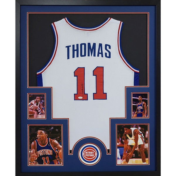 Isiah Thomas White Detroit Pistons Indiana Autographed Signed Framed Jersey JSA