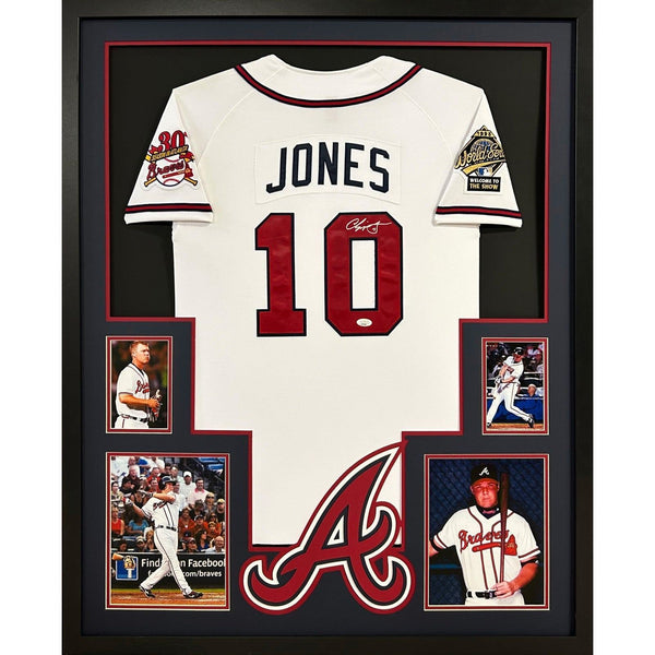 Chipper Jones Autographed Signed Framed w/ Patches Atlanta Braves Jersey JSA