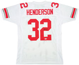 OHIO STATE TREVEYON HENDERSON AUTOGRAPHED SIGNED WHITE JERSEY BECKETT QR 206000