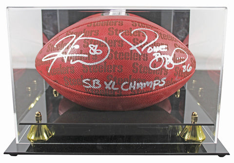 Jerome Bettis & Hines Ward Signed "Duke" Team Showcase Football W/ Case BAS Wit