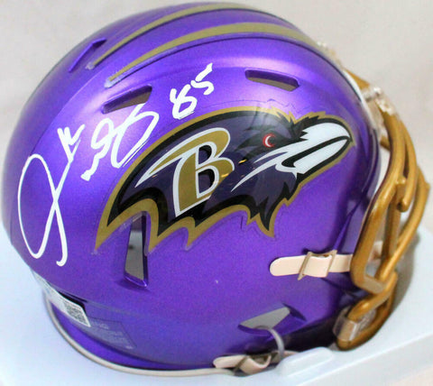 Derrick Mason Autographed Ravens Flash Speed Mini Helmet-Beckett W Hologram