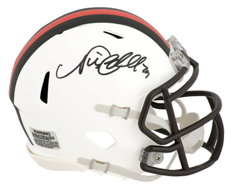 Nick Chubb Signed Browns 2023 Alt White Riddell Speed Mini Helmet (SCHWARTZ COA)