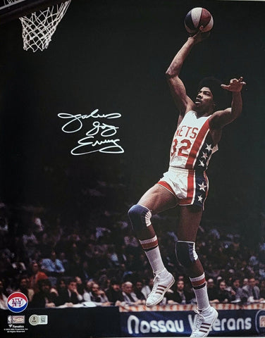 Julius Erving Autographed New York Nets ABA 16x20 Photo Beckett Witnessed