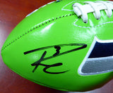 RUSSELL WILSON AUTOGRAPHED GREEN LOGO FOOTBALL SEATTLE SEAHAWKS RW HOLO 113614