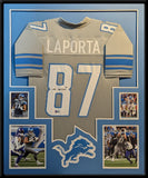 FRAMED DETROIT LIONS SAM LAPORTA AUTOGRAPHED SIGNED JERSEY BECKETT HOLOGRAM