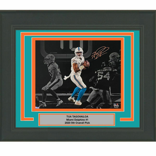 FRAMED Autographed/Signed TUA TAGOVAILOA Dolphins 11x14 Photo Fanatics COA Auto