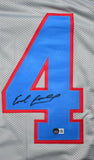 Earl Campbell Autographed Grey Pro Style Jersey- Beckett W Hologram *Black