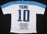 Vince Young Signed Tennessee Titans Career Highlight Stat Jersey (JSA COA) Q.B.