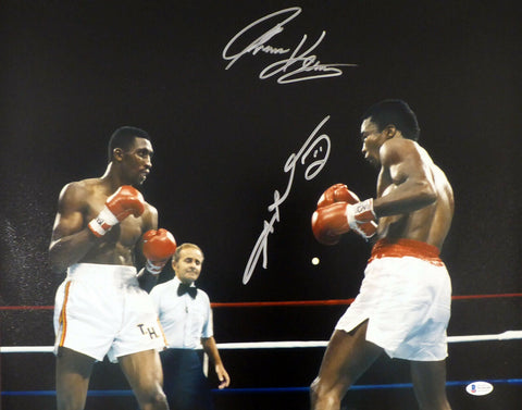 SUGAR RAY LEONARD & THOMAS HITMAN HEARNS AUTOGRAPHED 16X20 PHOTO BECKETT 177700