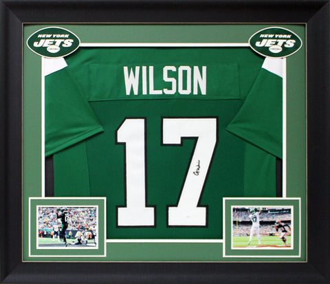 Garrett Wilson Authentic Signed Green Pro Style Framed Jersey JSA Witness