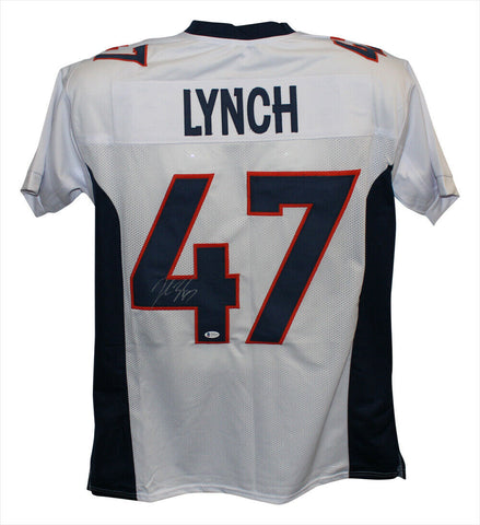 John Lynch Autographed/Signed Pro Style White XL Jersey BAS 31555