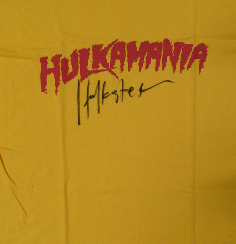 Hulk Hogan Autographed Yellow WWE Hulkamania T-Shirt "Hulkster" JSA #WA745521