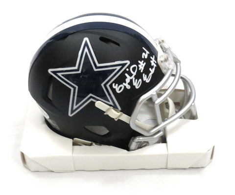 Ezekiel Elliott Autographed Dallas Cowboys Flat Matte Black Mini Helmet Beckett