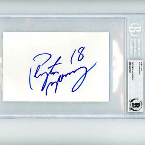 Autographed/Signed Graded Peyton Manning Index Card Authentic Beckett BAS COA