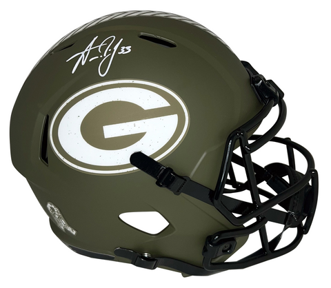 AARON JONES SIGNED GREEN BAY PACKERS SALUTE TO SERVICE FULL SIZE HELMET BECKETT