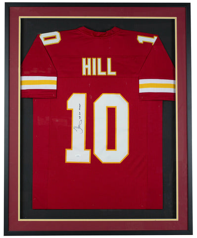 Tyreek Hill Signed Framed Custom Red Pro Style Football Jersey SB LIV Champs JSA