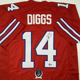 Autographed/Signed STEFON DIGGS Buffalo Red Football Jersey Beckett BAS COA