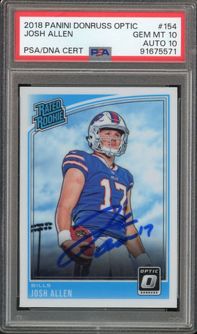 2018 Donruss Optic #154 Josh Allen RC Rookie On Card PSA 10/10 Auto GEM MINT