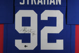 MICHAEL STRAHAN (Giants blue TOWER) Signed Autographed Framed Jersey Beckett